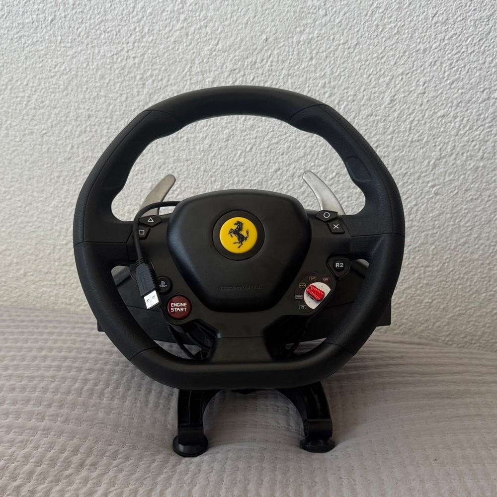 Ferrari Black Steering Wheel with Yellow Emblem